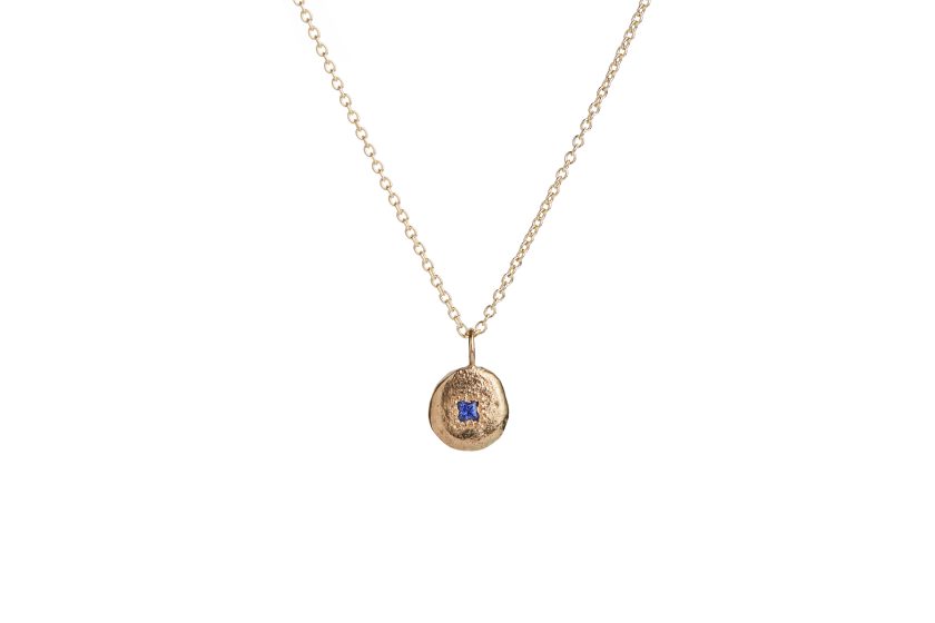 Dainty Princess Blue Sapphire Treasure Coin Necklace